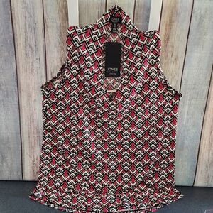 NWT Jones New York Women's Geometric Sleeveless Top - Black, White, Red